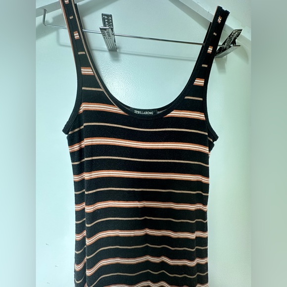 Billabong striped stretchy midi dress in brown, camel and white—very comfy - Picture 5 of 5